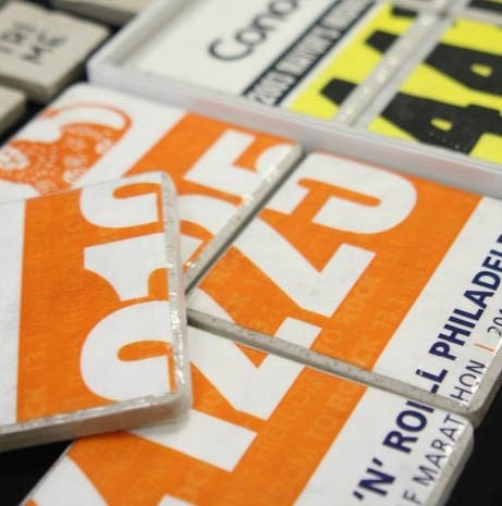 Custom Race Bib Coasters Triathlon Marathon Running