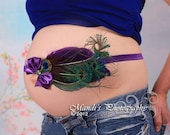 Stunning Peacock and Purple Maternity Sash Perfect For Photo Prop