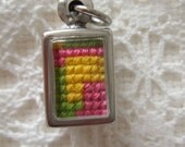 Cross Stitch Pendant - Spring Colours