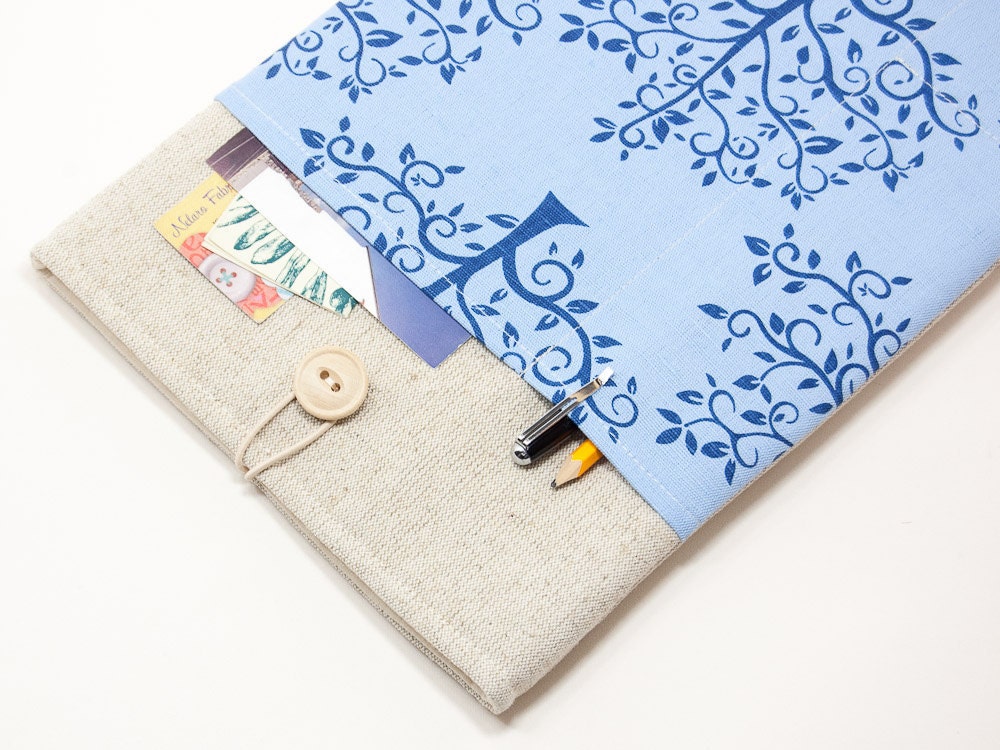 11 inch Macbook AIR case. Linen macbook case with trees pocket and button closure. Custom bag, pouch and other cover orders available