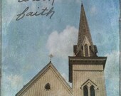 Faith - Greeting Card - Paper Goods - Church, With Faith, Religious, Sky, Heaven, Blessing, Steeple, Christian, Prayer, Clouds, Blank Card