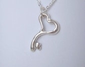 Heart Key Necklace Made of Fine Silver