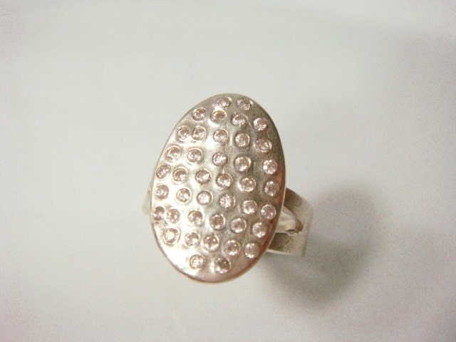 Bella Engagement Ring -  PMC and CZ Oval Ring - Twilight