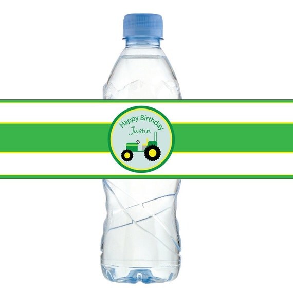 John Deere Tractor Birthday PERSONALIZED WATER by thepartypatch