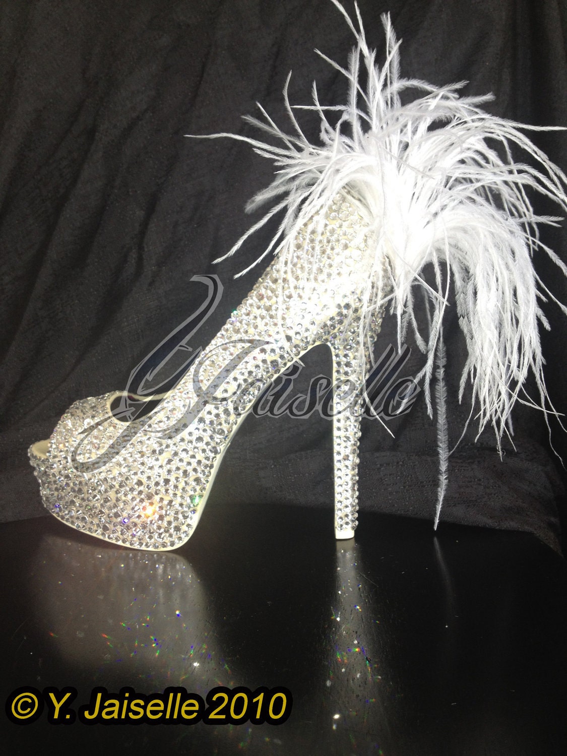 Swarovski Crystal and Ostrich Feather Wedding Shoes