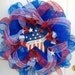 Mesh Wreath Red, White and Blue Fourth 4th of July patriotic star American flag deco geo mesh
