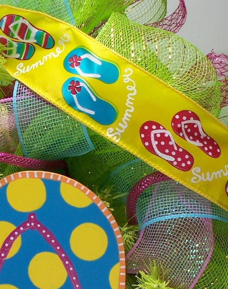Summer wreath mesh wreath with Flip Flops deco geo mesh