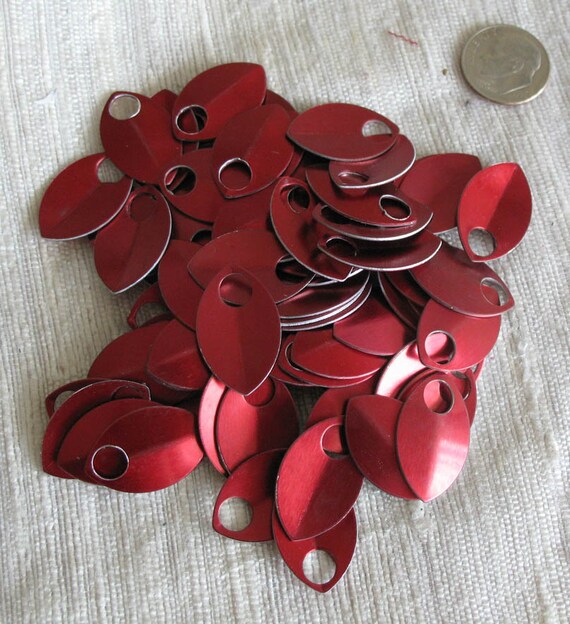 50 Red Anodized Aluminum Scales Leaves