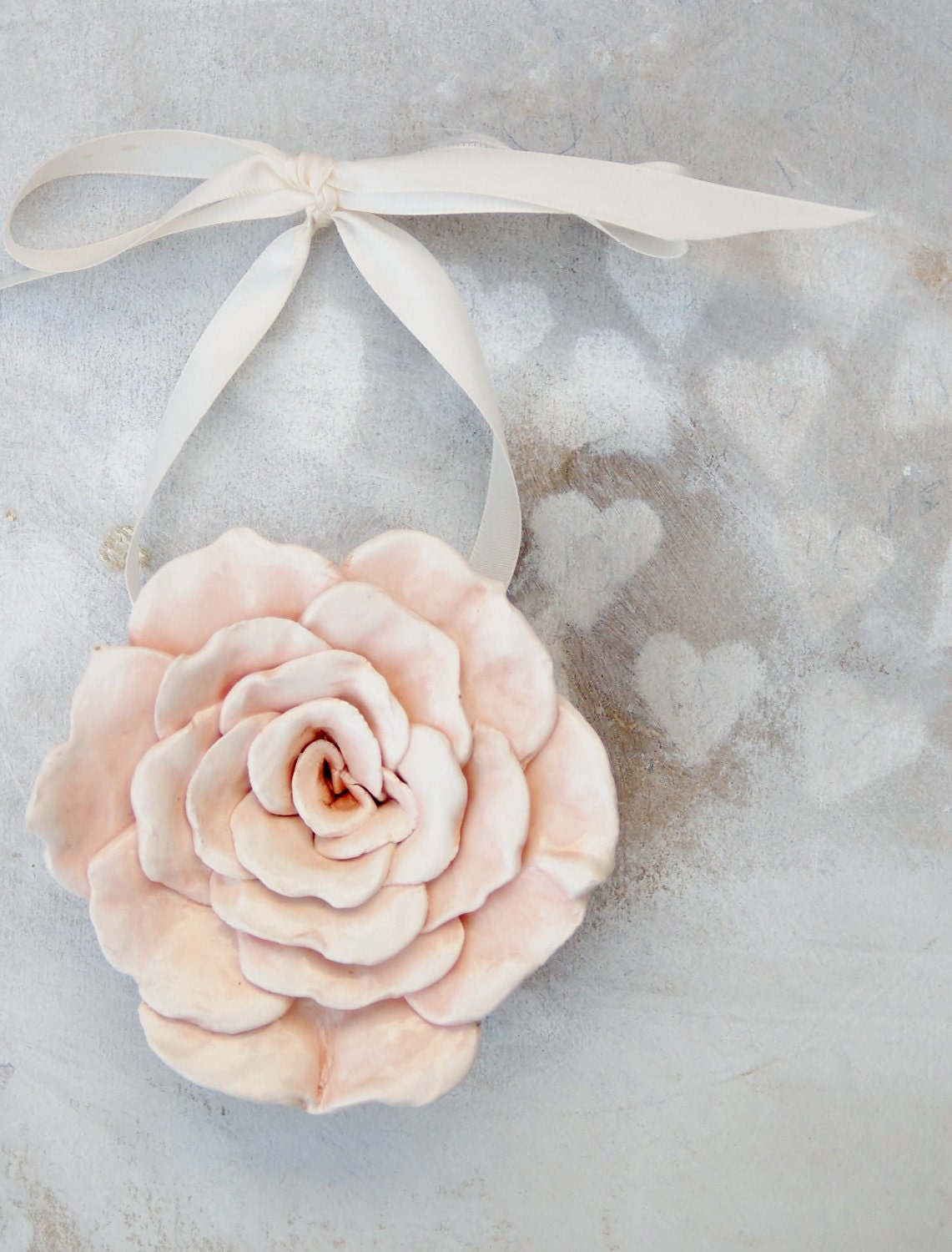 Pink Ceramic Shabby Chic Rose