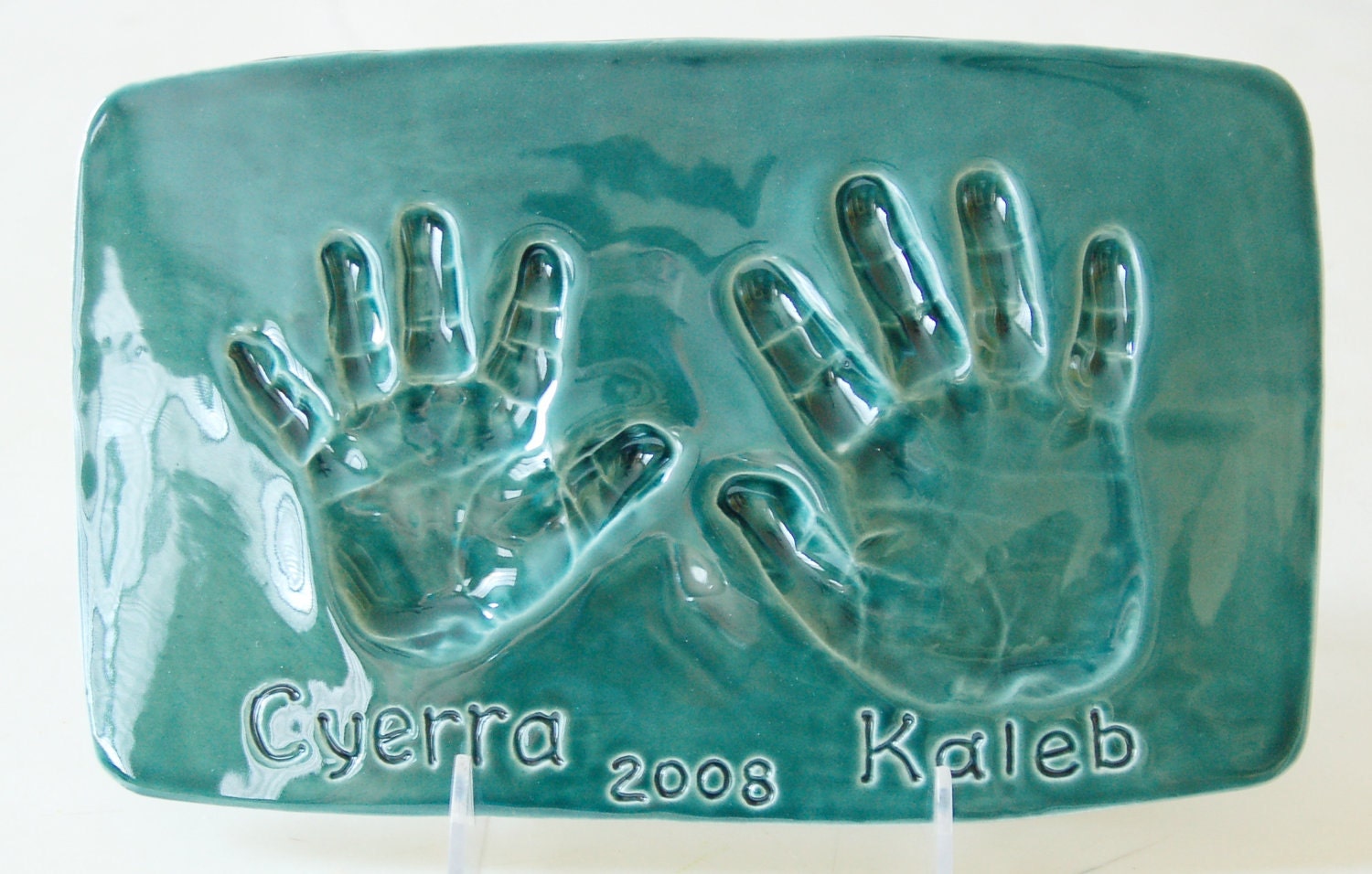 Custom plaque of sibling hand prints