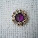 Edwardian Amethyst Pin, Enamel Rhinestones/ Glass Amethyst stone 1900's