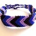 Black, blue and lavender knotted friendship bracelet, wide, FREE SHIPPING USA