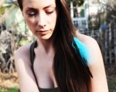 Turquoise Peacock Feather Clip Extension