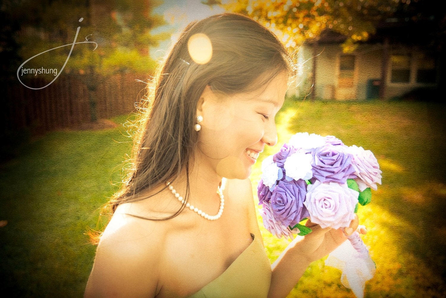Wedding Bridal Handmade Paper Flowers Bouquet (16 Long-stem Flowers - You Choose Colors)