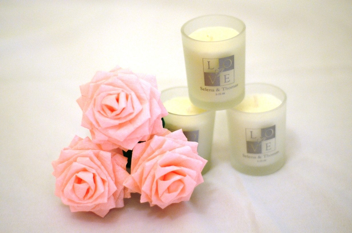 Pale Pink Handmade Paper Flowers Bouquet (3 Short-stem)