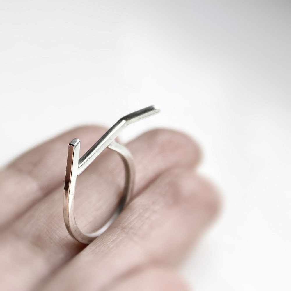 Sticks 03 . sterling silver geometric twig ring