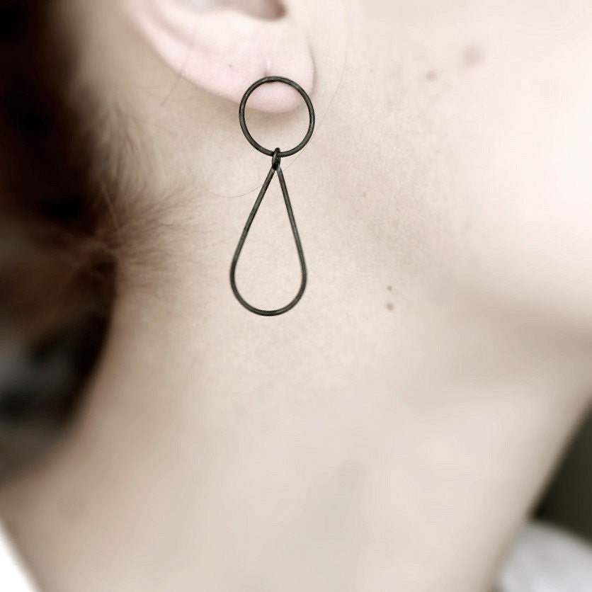 Chandelier . oxidized sterling silver post earrings