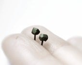 Black rocks . faceted solid sterling silver post earrings
