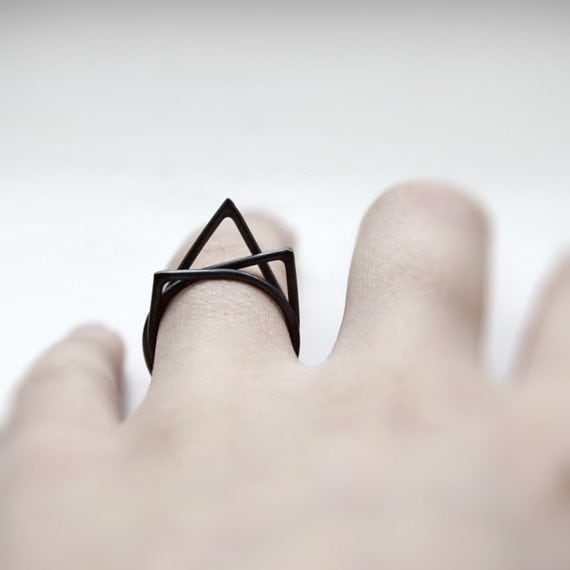 Thorns . three oxidized sterling silver stacking rings