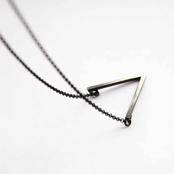 V . oxidized sterling silver necklace with oxidized pendant
