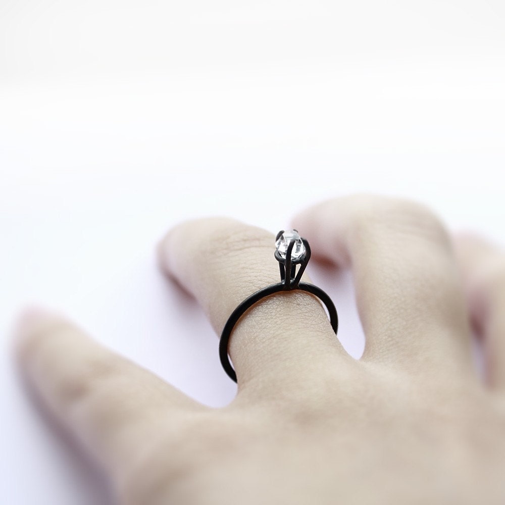 RESERVED Eye . herkimer diamond oxidized sterling silver ring