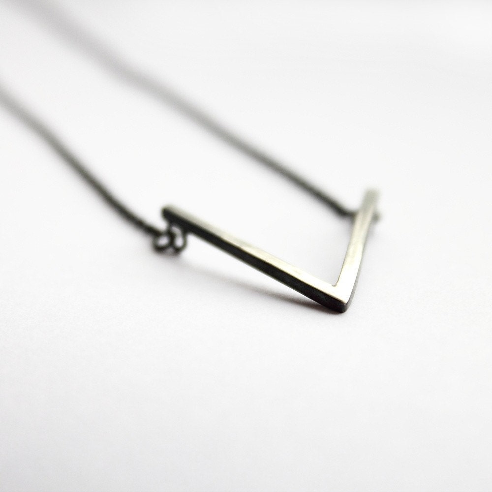 V . oxidized sterling silver necklace with oxidized pendant