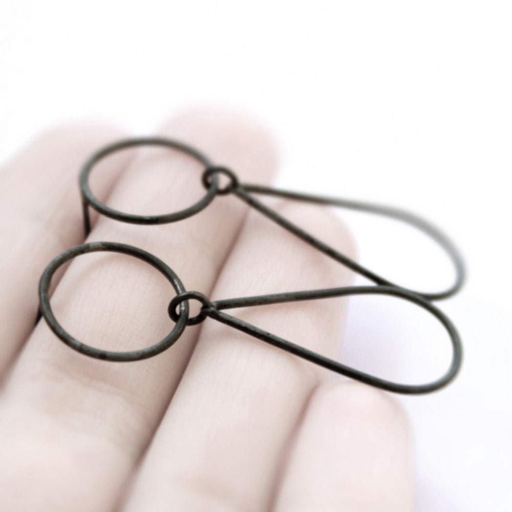 Chandelier . oxidized sterling silver post earrings
