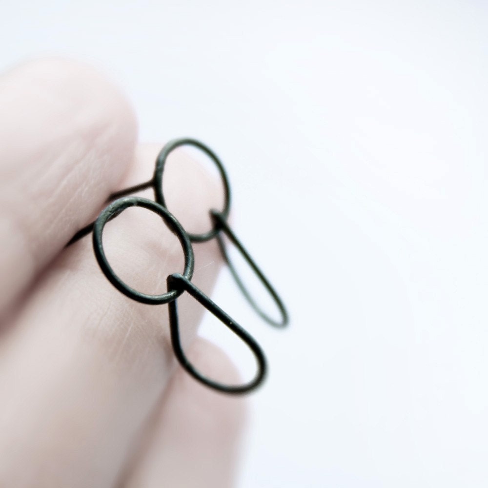 Mini chandelier . oxidized sterling silver dangle post earrings