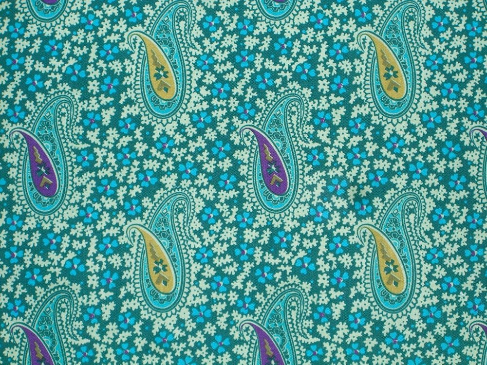 Blue Green Paisley Liberty Art Print by Kaffe Fassett Cotton Fabric--One Yard