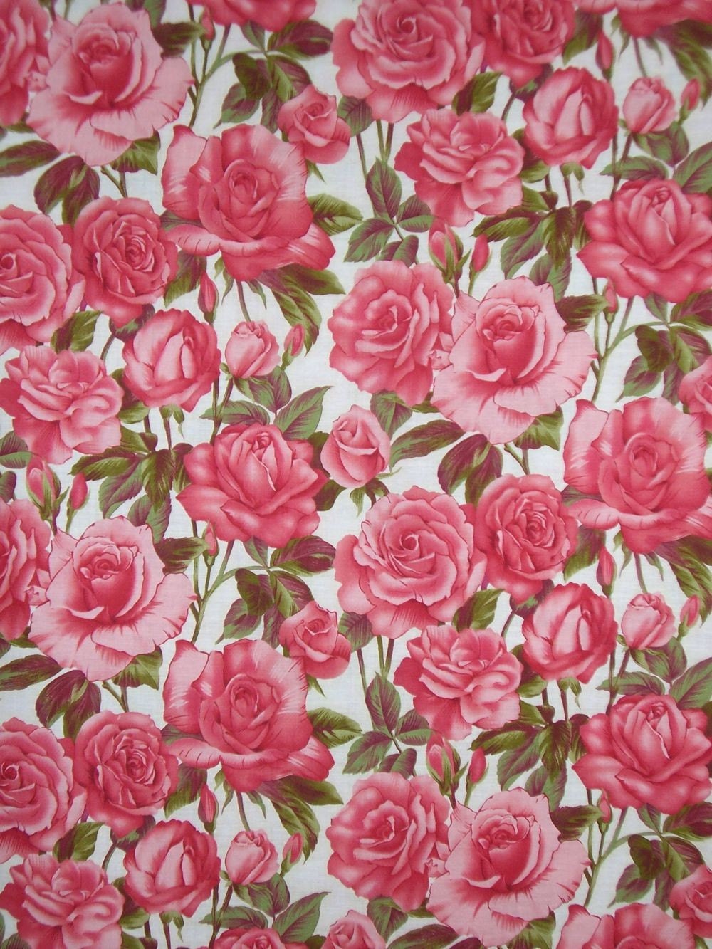Rose Print Cotton FabricOne Yard by fabricsandtrimmings on Etsy