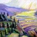 WINERY Vineyard  LAVENDER HILLS   Landscape Original Painting 24 x 30 palette knife Fine Art  by Elaine Cory