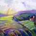 WINERY Vineyard  LAVENDER HILLS   Landscape Original Painting 24 x 30 palette knife Fine Art  by Elaine Cory
