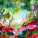 Abstract Landscape Original Painting oil acrylic palette knife 14" x 18" Fine Art by Elaine Cory