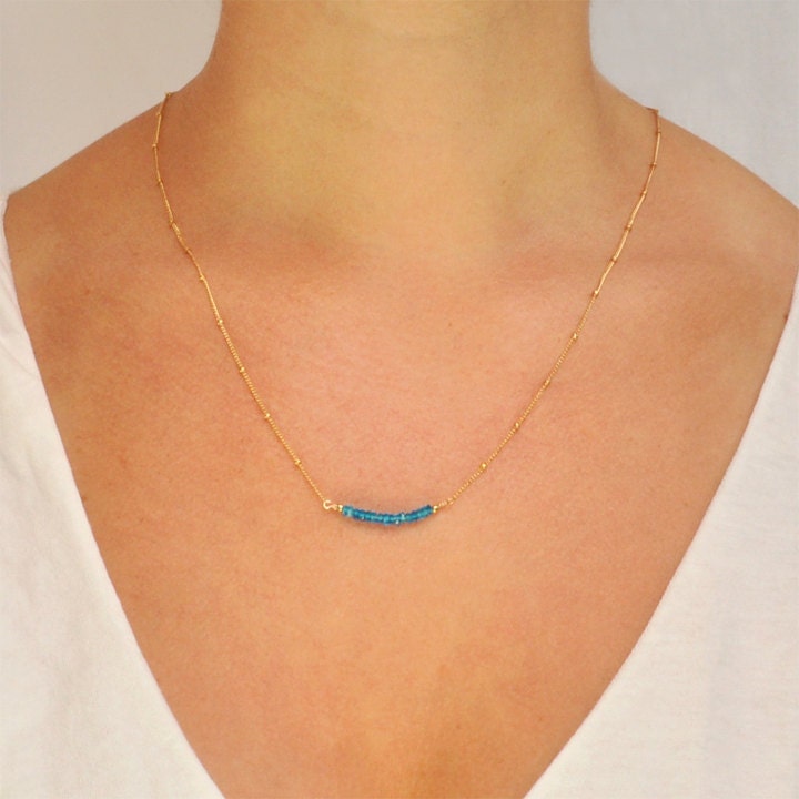 Bright Blue Apatite Lilly Necklace