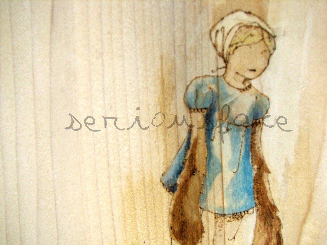 Arms to Bear - Original Woodburning and Watercolor Painting