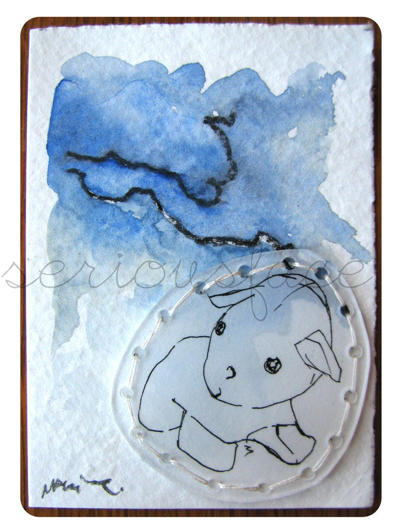 Blue - Original Mixed Media Watercolor ACEO