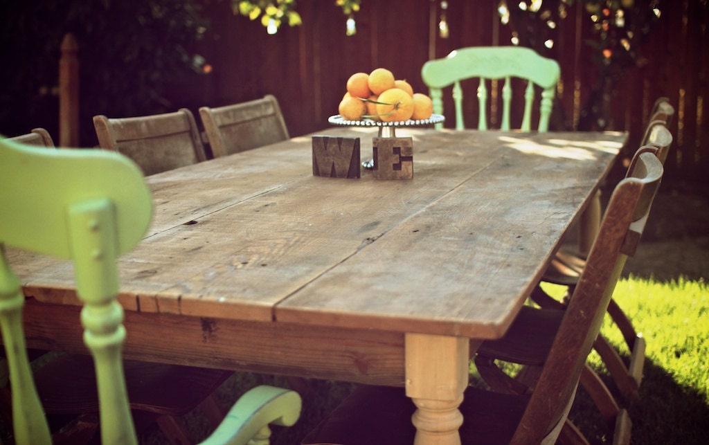Large 8ft // Reclaimed Wood Farmhouse Dining Table // Raw Unfinished