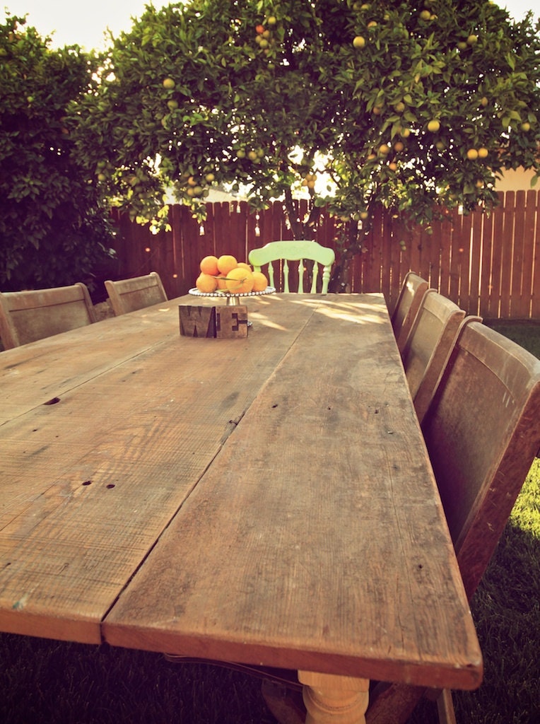 Large 8ft // Reclaimed Wood Farmhouse Dining Table // Raw Unfinished