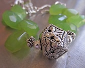 Bright Green Chunky Chalcedony Sterling Silver Bracelet - Hope of Spring