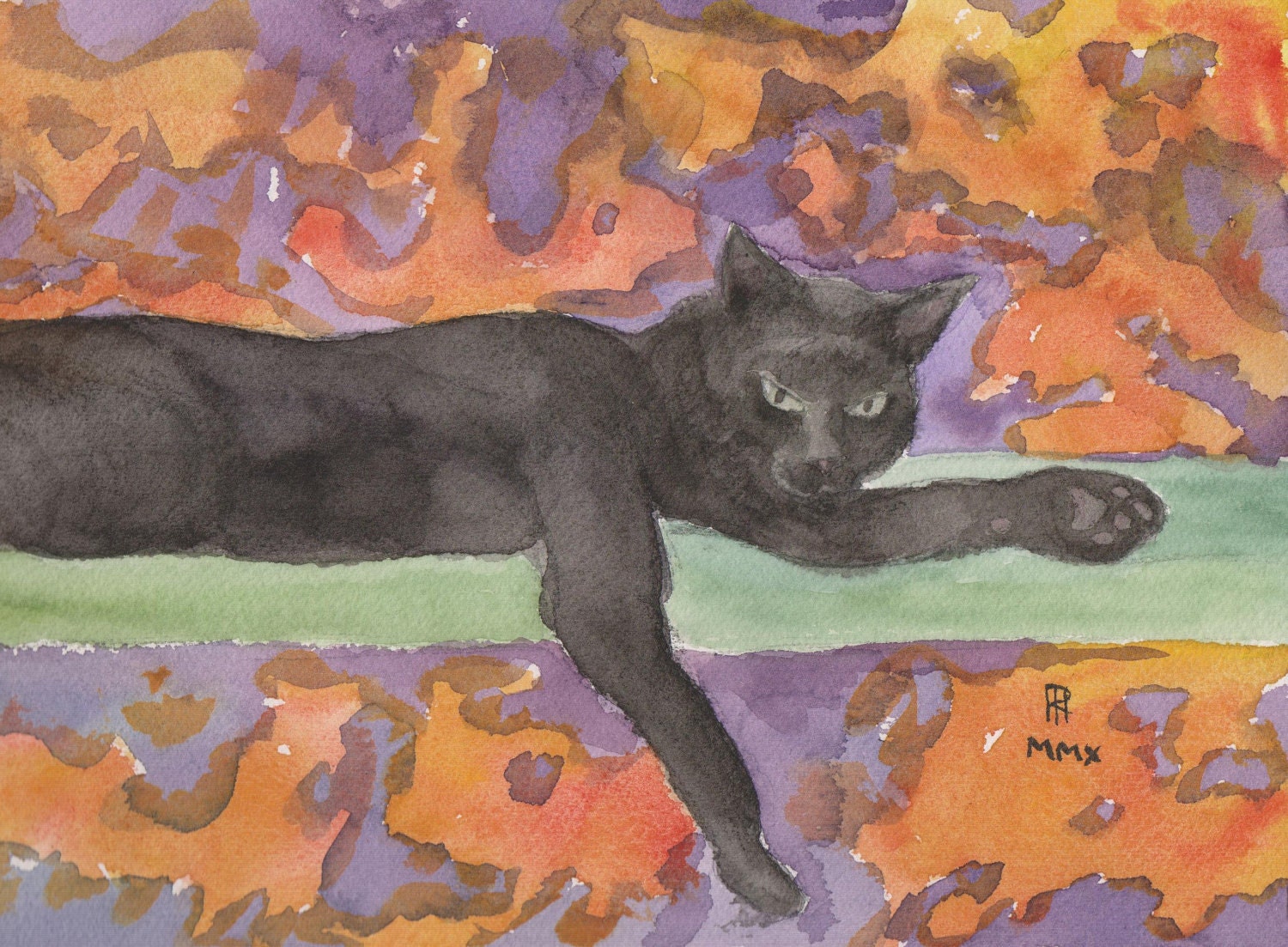 Bad Luck Cat (watercolor print)
