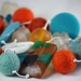 Necklace of Turquoise, Orange and Grey in Resin and Felt