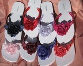 Bride and Bridesmaids Customizable Flip Flops with Flower Bridal Flip Flops