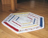 Primary Color Hexagon Crocheted Rag Rug