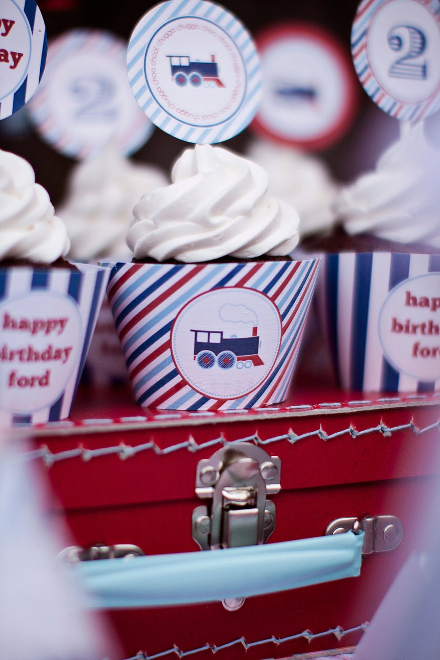 DIY Printable Cupcake Wrappers - Train Party - Customized