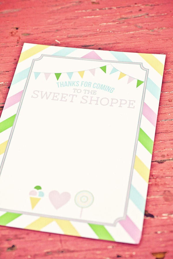 DIY Printable Thank You Card - Sweet Shoppe Party