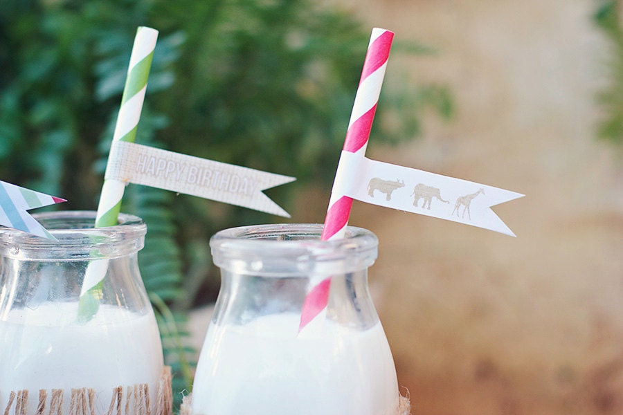 DIY Printable Straw Flags - Zoo/Safari Party