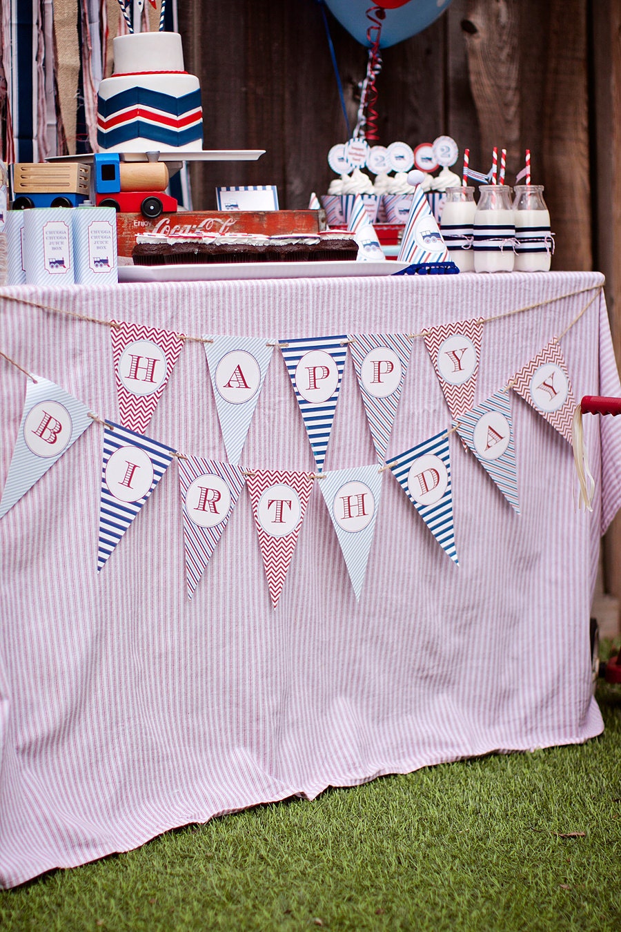 DIY Printable Happy Birthday Banner - Train Party