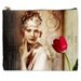 Vintage Inspired Extra Large Zippered Wallet Cosmetics Baby Needs Pencil Case - Tulip