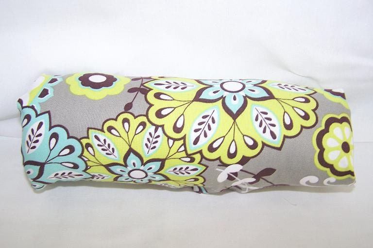 Reversible Car Seat ARM PAD Handle Cover -- Blue Green Brown Medallions and Waves