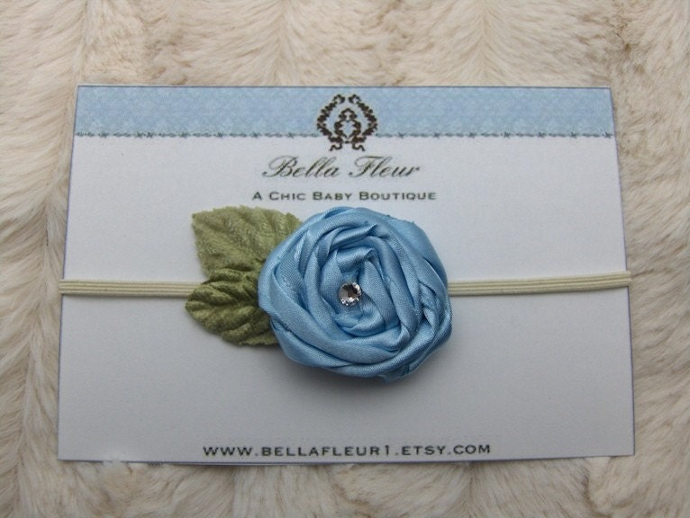 Baby Flower Headband - Newborn Headband - Infant Flower Headband - Photo Prop - Light Blue Rosette Flower Headband